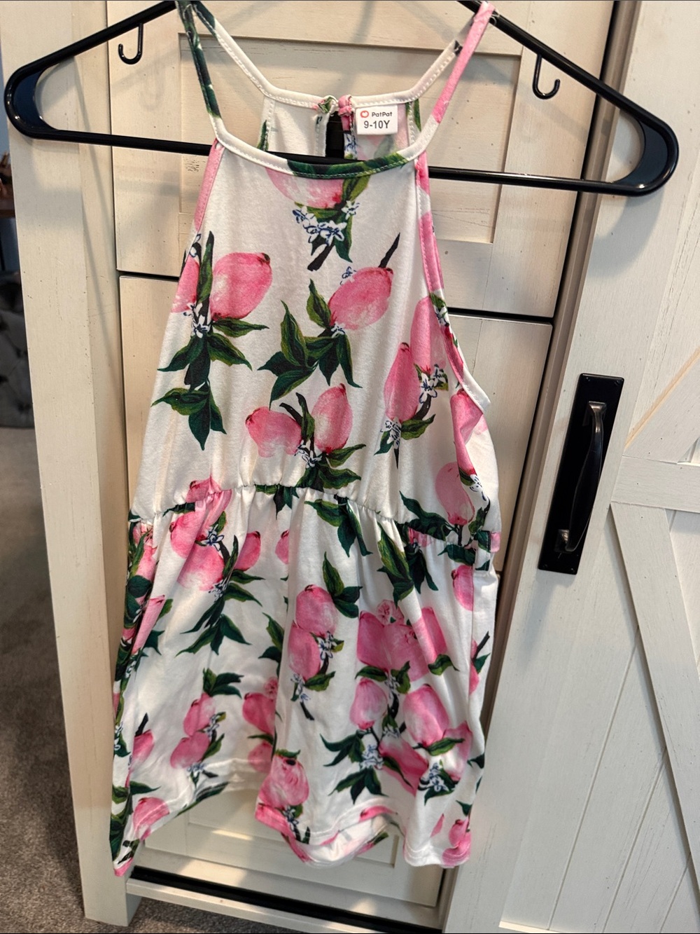Cat & Jack White Halter Dress with Pink Peach Print